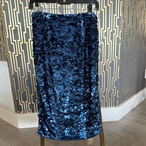 NWT Halogen Sparkling Navy Sequin Pencil Skirt